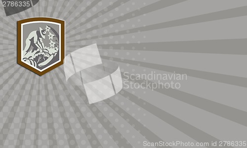 Image of Business Card Organic Farmer Cultivating Vegetables Shield