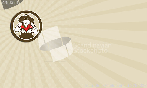 Image of Business Card Organic Tomato Farmer Boy Circle Retro