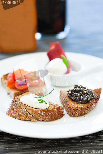 Image of Bruschetta appetizers on plate