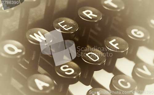 Image of Close up photo of antique typewriter keys