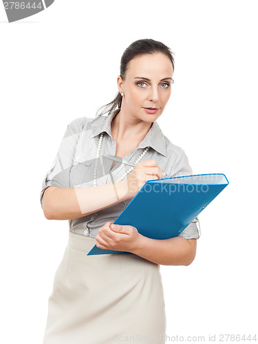 Image of business woman with a blue folder
