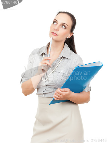 Image of business woman with a blue folder