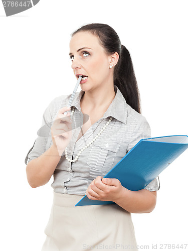 Image of business woman with a blue folder