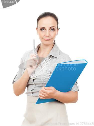 Image of business woman with a blue folder