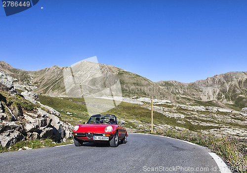 Image of Vintage Car on the Highest Road in Europe