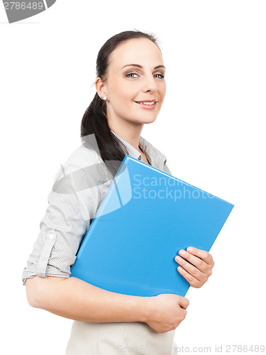 Image of business woman with a blue folder