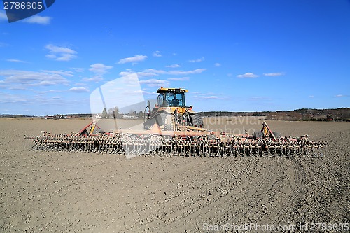 Image of Caterpillar Challenger Crawler Tractor and Potila Seedbed Cultiv