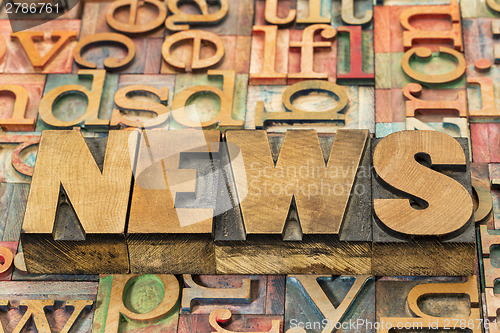 Image of news word in wood type 