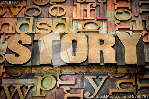 Image of story word in wood type