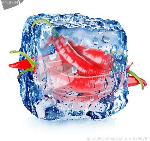 Image of Hot pepper in ice cube