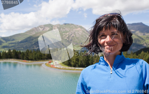 Image of Portrait in mountain landscape