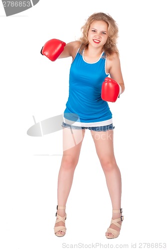 Image of Pretty girl in boxing gloves