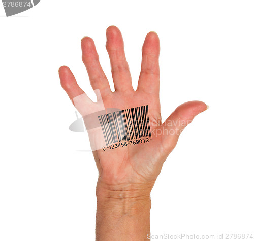 Image of Open hand with barcode