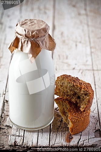 Image of bottle of milk and fresh baked bread