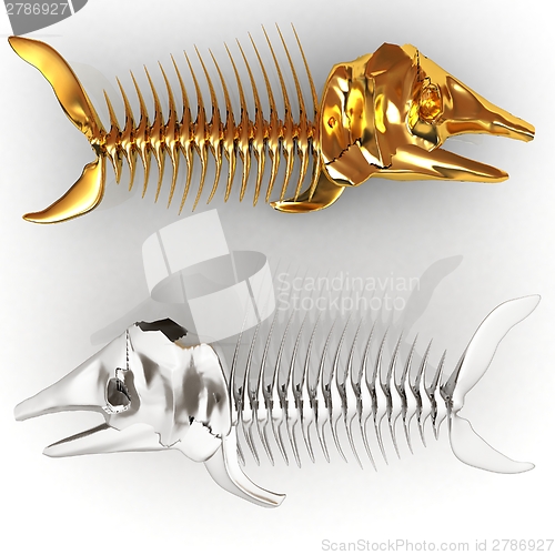 Image of 3d metall illustration of fish skeleton 