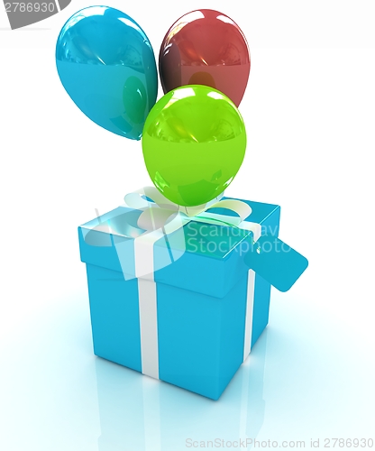 Image of Gift box with balloon for summer 