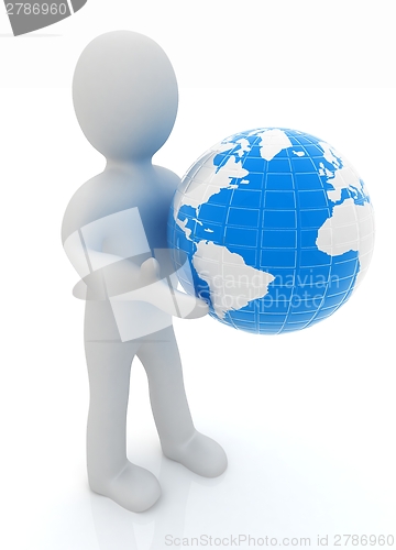 Image of 3d man gives earth 