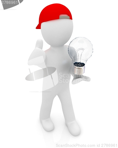 Image of 3d man with light bulb