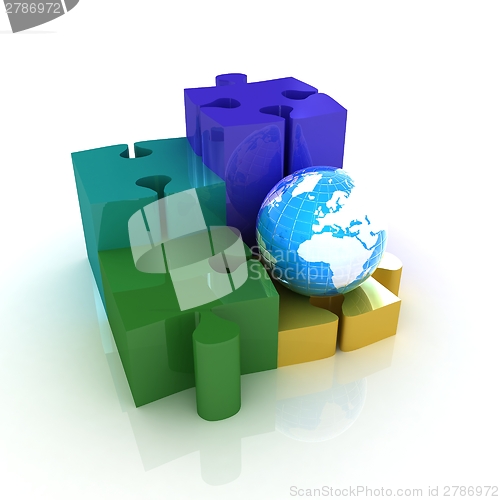 Image of Puzzles and earth.Isolated on white background