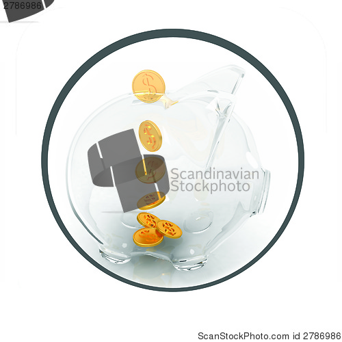 Image of Glossy icon with glass piggy bank