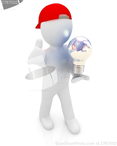 Image of 3d man with light bulb