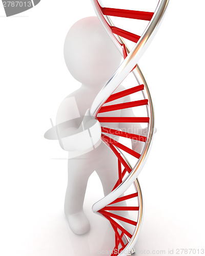 Image of 3d men with DNA structure model