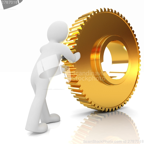 Image of Gold gear set with 3d man 