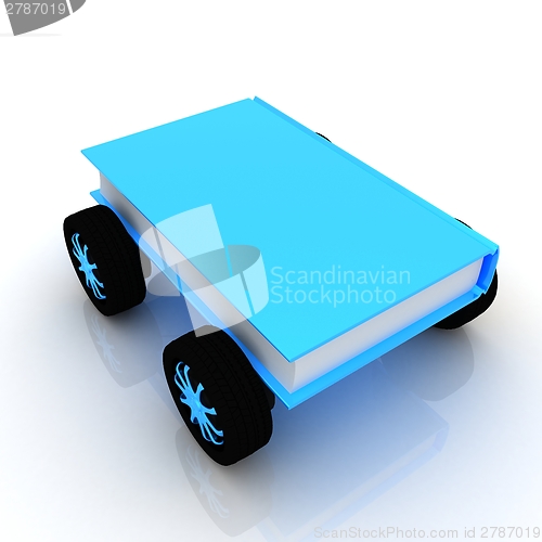 Image of On race cars in the world of knowledge concept