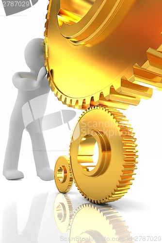 Image of Gold gear set with 3d man 