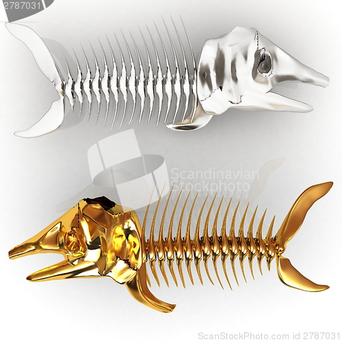 Image of 3d metall illustration of fish skeleton 