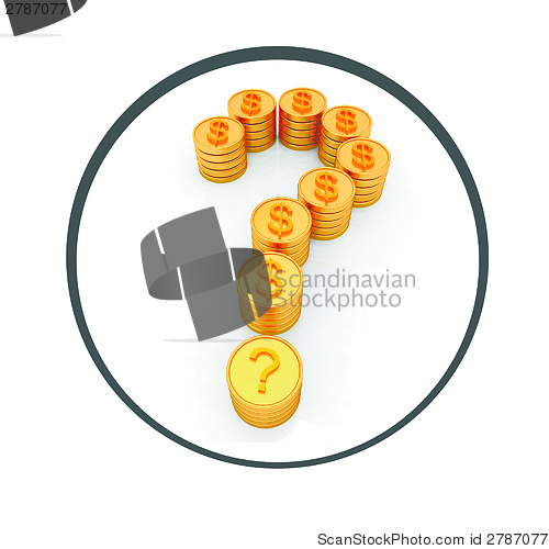 Image of Glossy icon with Question mark in the form of gold coins with do