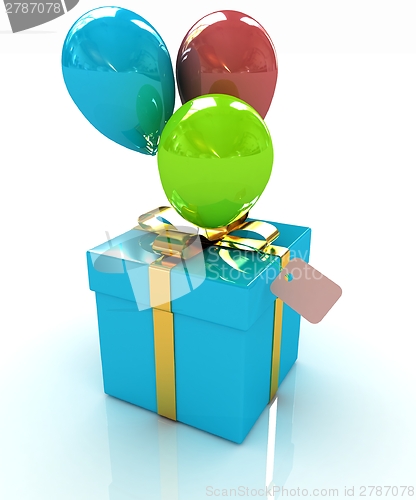 Image of Gift box with balloon for summer 