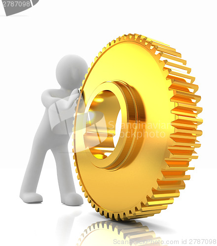 Image of Gold gear set with 3d man 