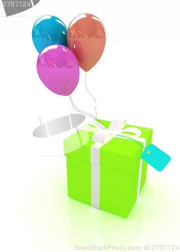 Image of Gift box with balloon for summer 