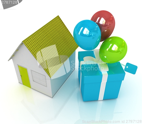 Image of House with gift and ballons 