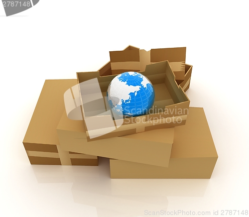 Image of Cardboard boxes and earth 