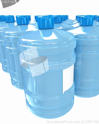 Image of Bottles with clean blue water 