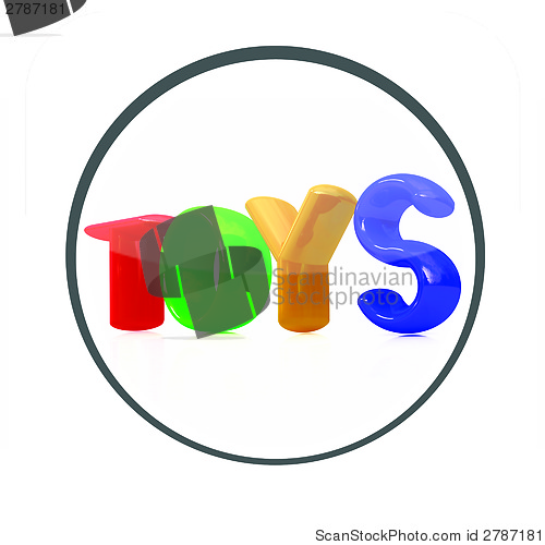 Image of Glossy icon with "Toys" 3d text 