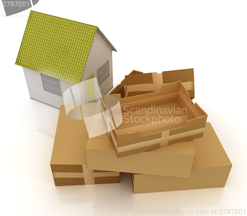 Image of Cardboard boxes and house 