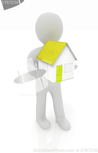 Image of 3d man with house 