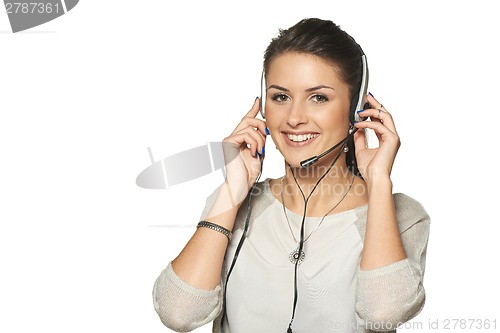 Image of Headset woman call center operator