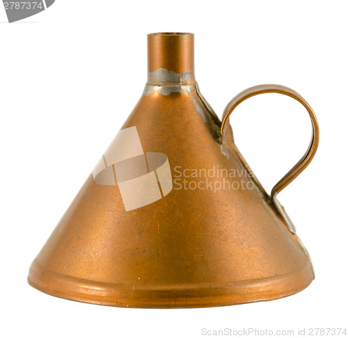 Image of old brass funnel isolated on white background 
