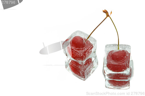 Image of two frozen cherries