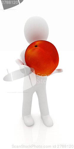 Image of 3d man with fresh peaches 