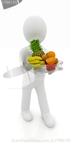 Image of 3d man with citrus on a plate