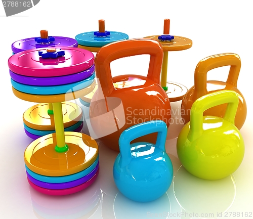 Image of Colorful weights and dumbbells 