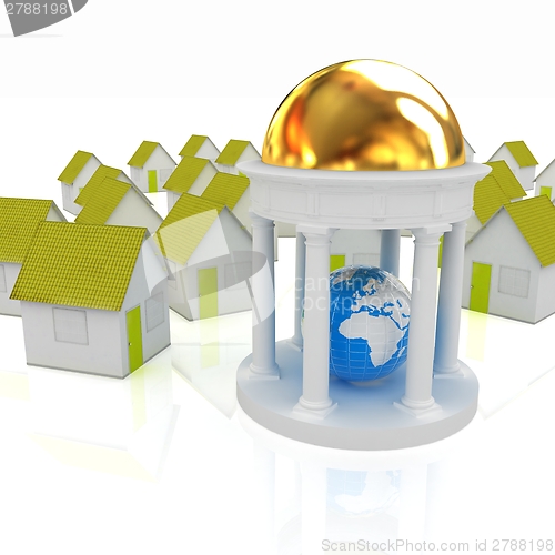 Image of Earth in rotunda and houses 