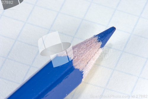 Image of Blue pencil on notepad