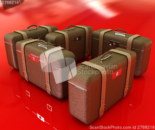 Image of Brown traveler's suitcases