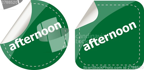 Image of afternoon word stickers set, icon button, business concept